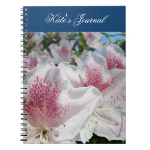 Your Name Journal notebook Pink white Azaleas