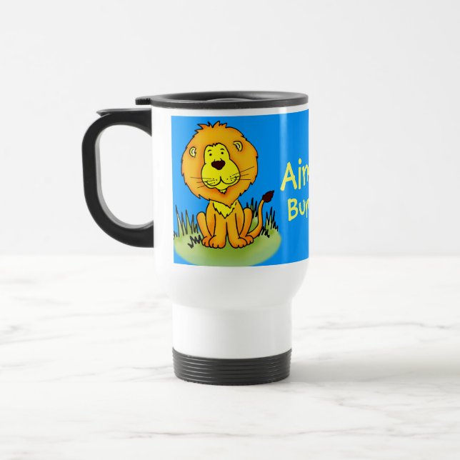 "Your name"  kids lion blue travel / club mug (Left)