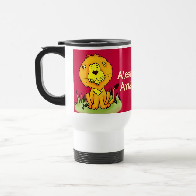 "Your name"  kids lion red travel / club mug (Left)