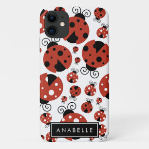 Your Name - Ladybugs, Ladybirds - Red Black iPhone 11 Case