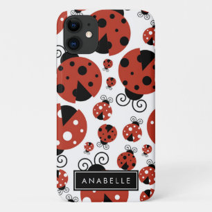 Your Name - Ladybugs, Ladybirds - Red Black iPhone 11 Case