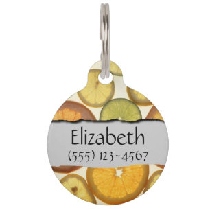 Your Name - Lemon, Orange and Lime Slices - Yellow Pet Tag
