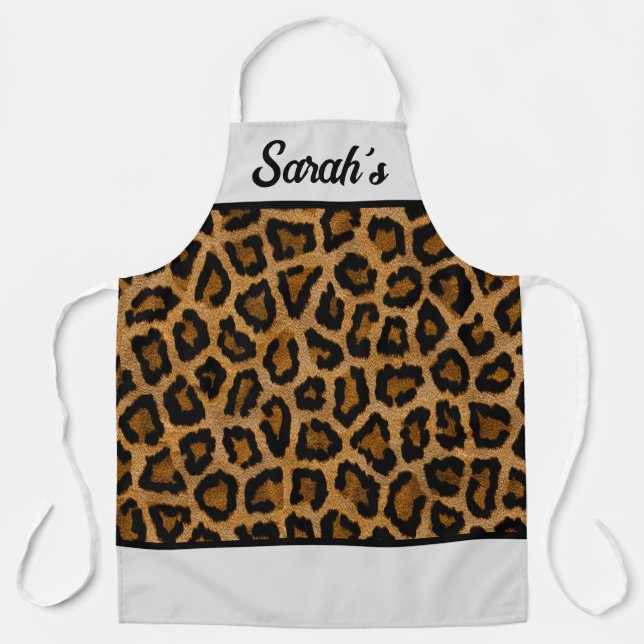 YOUR NAME Leopard Print Apron (Front)