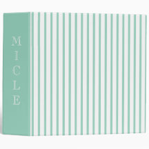 Your Name Light Teal Stripe 3 Ring Binder
