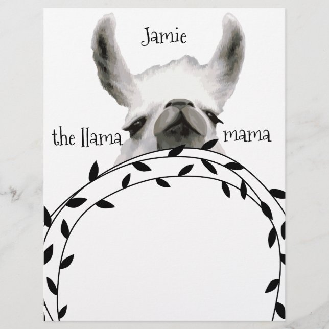 Your Name Llama Mama Notepads (Front)