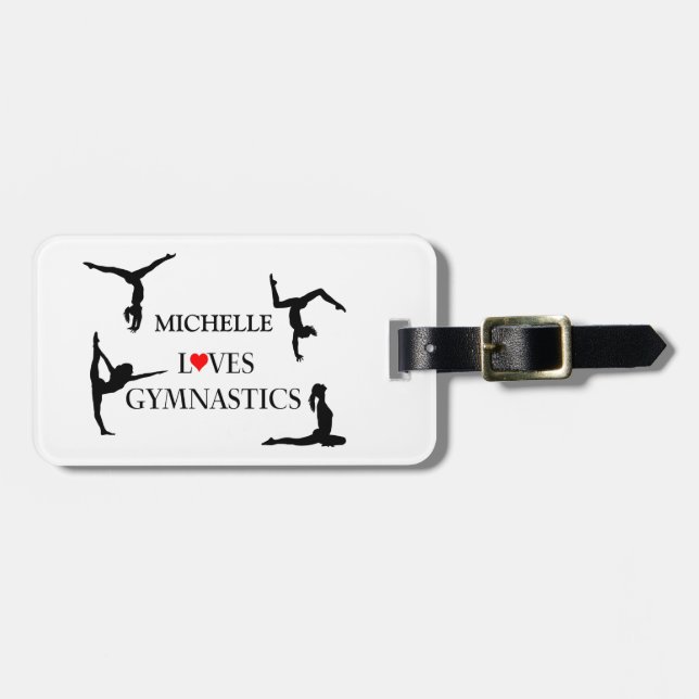 "YOUR NAME" Loves Gymnastics Luggage Tag (Front Horizontal)