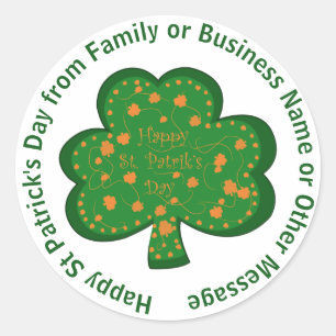 Your Name Message St Patricks Day Green Shamrock Classic Round Sticker