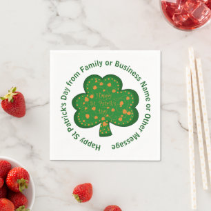 Your Name Message St Patricks Day Green Shamrock Napkin