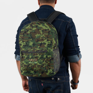 Your Name Military Green Camouflage Hide Me Quote Printed Backpack