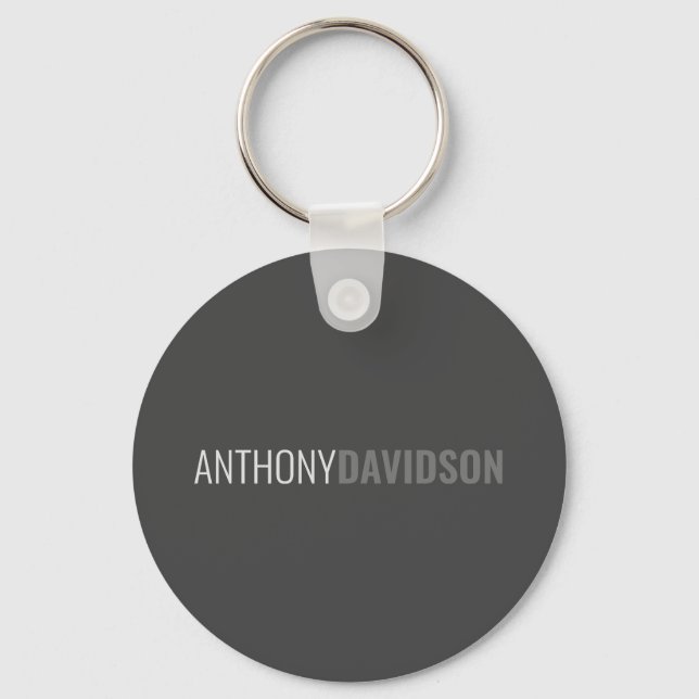Your Name Minimalist Elegant Professional Gray Key Ring (Front)