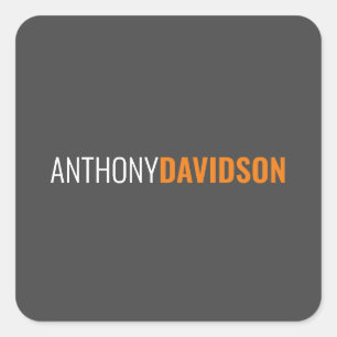 Your Name Minimalist Elegant Professional Grey Square Sticker