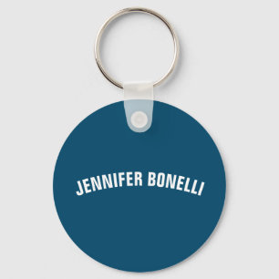 Your name minimalist modern ocean blue colour key ring