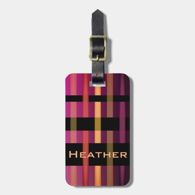 Your Name & Modern Weaving Stripes Luggage Tag (Front Vertical)