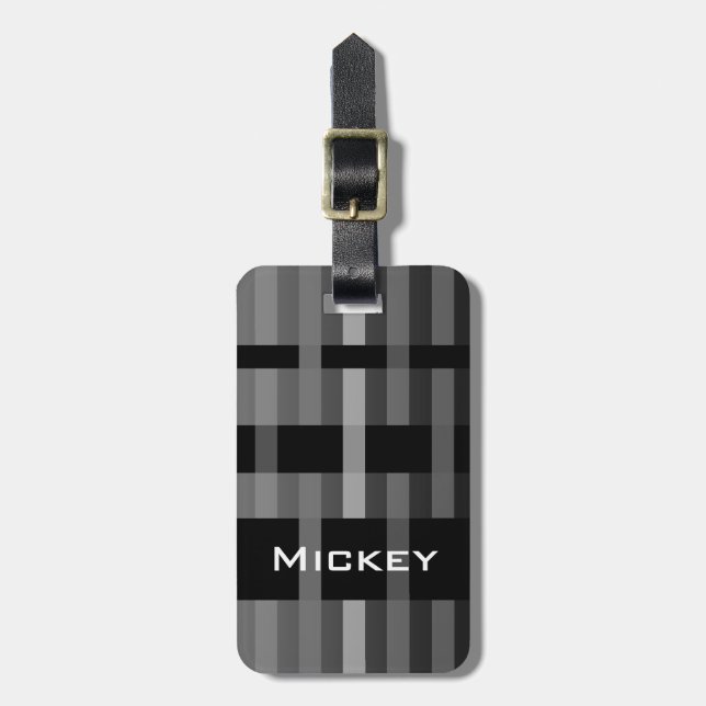 Your Name & Modern Weaving Stripes Luggage Tag (Front Vertical)