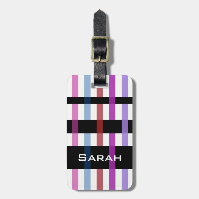Your Name & Modern Weaving Stripes Luggage Tag (Front Vertical)