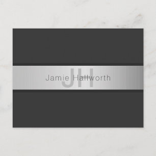 Your Name & Monogram Greys & Faux Silver Look Postcard