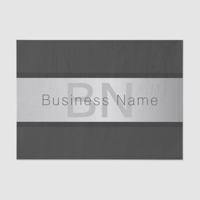 Your Name & Monogram | Greys & Faux Silver Look Tissue Paper (Front)