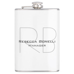 Your Name Monogram Your Title Modern Hip Flask