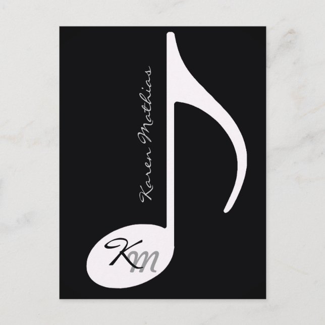 your name music note black postcard (Front)