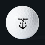 Your Name Nautical Anchor Black White Monogram  Golf Balls<br><div class="desc">Your Name Nautical Anchor Black White Monogram</div>