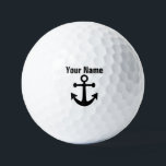 Your Name Nautical Anchor Black White Monogram  Golf Balls<br><div class="desc">Your Name Nautical Anchor Black White Monogram</div>