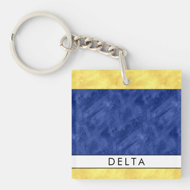 Your Name + Nautical Signal Flag D Delta Key Ring (Front)