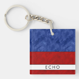 Your Name + Nautical Signal Flag E Echo Key Ring
