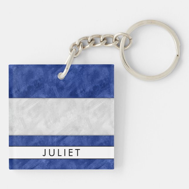 Your Name + Nautical Signal Flag J Juliet Key Ring (Back)