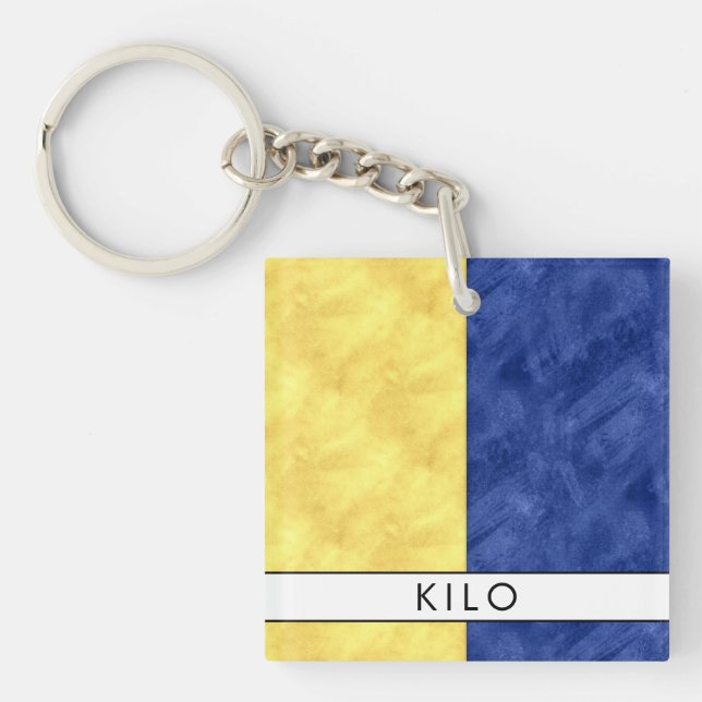 Your Name + Nautical Signal Flag K Kilo Key Ring (Front)