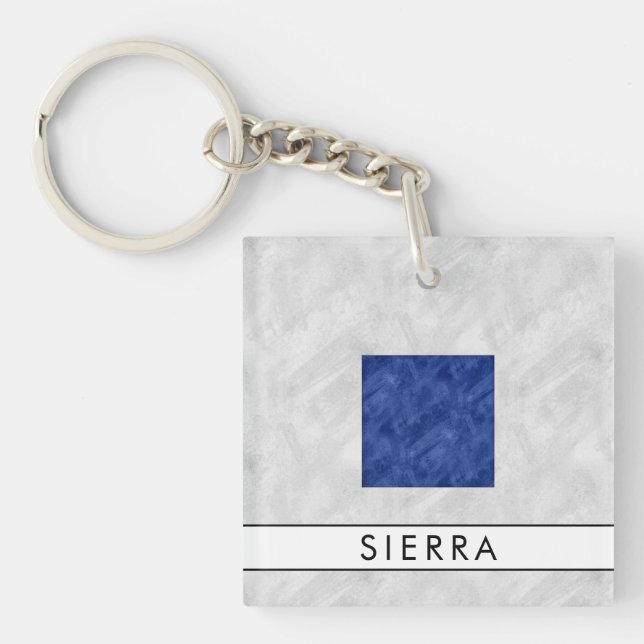 Your Name + Nautical Signal Flag S Sierra Key Ring (Front)