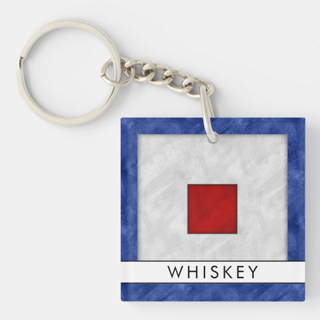 Your Name + Nautical Signal Flag W Whiskey Key Ring (Front)
