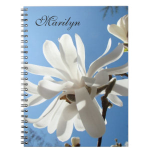 Your Name Notebooks Blue Sky Magnolia Flowers