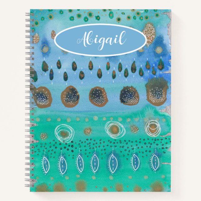 Your name on beautiful watercolour abstract art  notebook (Front)
