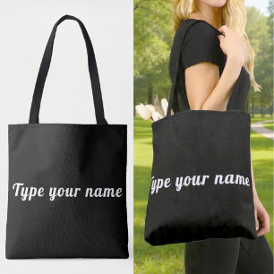 Your Name on Black Tote Bag
