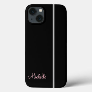 Your Name On Grey Stripe on Black Graphic iPhone 13 Case