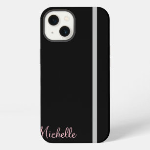 Your Name On Grey Stripe on Black Graphic iPhone 13 Case