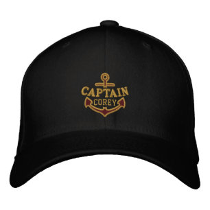 Your Name on Nautical Anchor Embroidery Captain Embroidered Hat