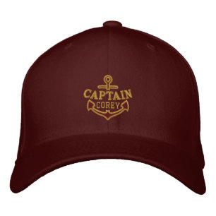 Your Name on Nautical Anchor Embroidery Captain Embroidered Hat