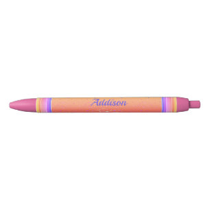 Your Name on Pink and Gold Background Black Ink Pen