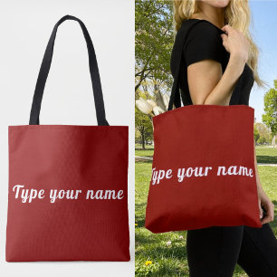 Your Name on Red Tote Bag