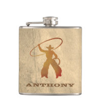 Your Name on Ropin'' Cowboy Flask