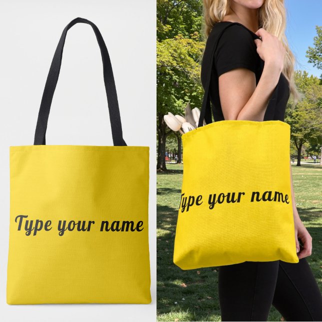 Your Name on Yellow Tote Bag (Yellow tote bag with your name)