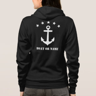 Your Name or Boat Name Classic Anchor Black White Hoodie
