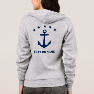 Your Name or Boat Name Classic Anchor Navy & White Hoodie