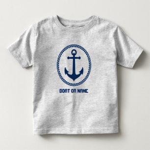 Your Name or Boat Name Sea Anchor Navy Blue Gray Toddler T-Shirt