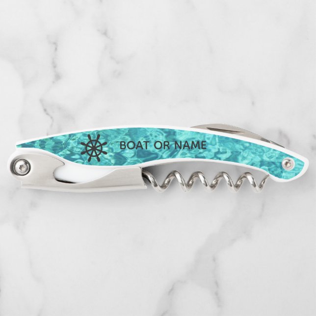 Your Name or Boat Name Ship Wheel   Corkscrew (Front)