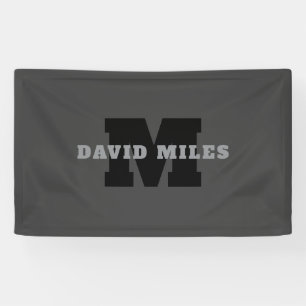 Your Name or Business Name Modern Masculine Grey Banner