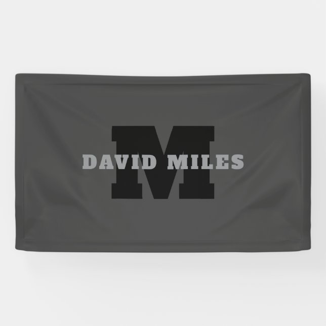 Your Name or Business Name | Modern Masculine Grey Banner (Horizontal)
