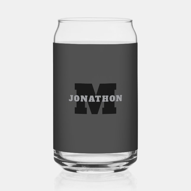 Your Name or Business Name | Modern Masculine Grey Can Glass (Front)