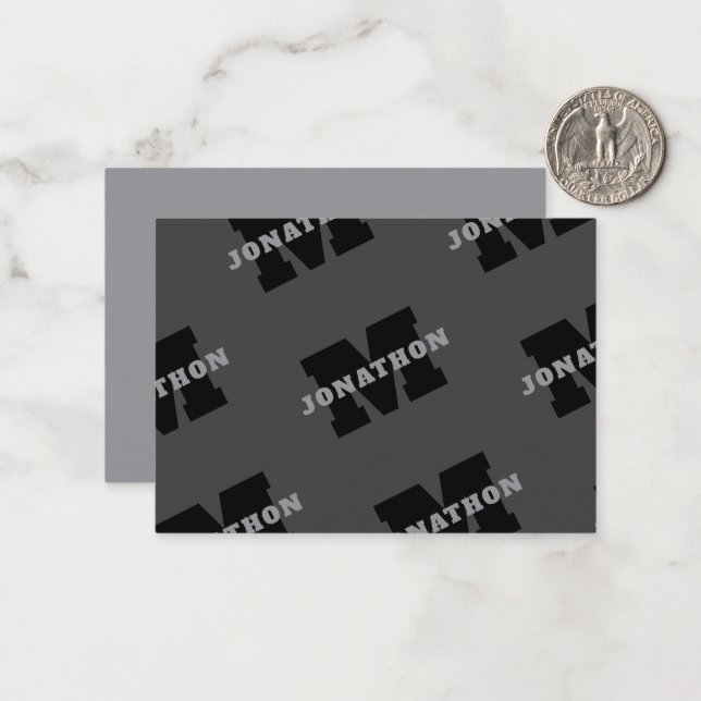 Your Name or Business Name | Modern Masculine Grey Card (Front/Back In Situ)